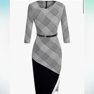 Black and white midi business dress
